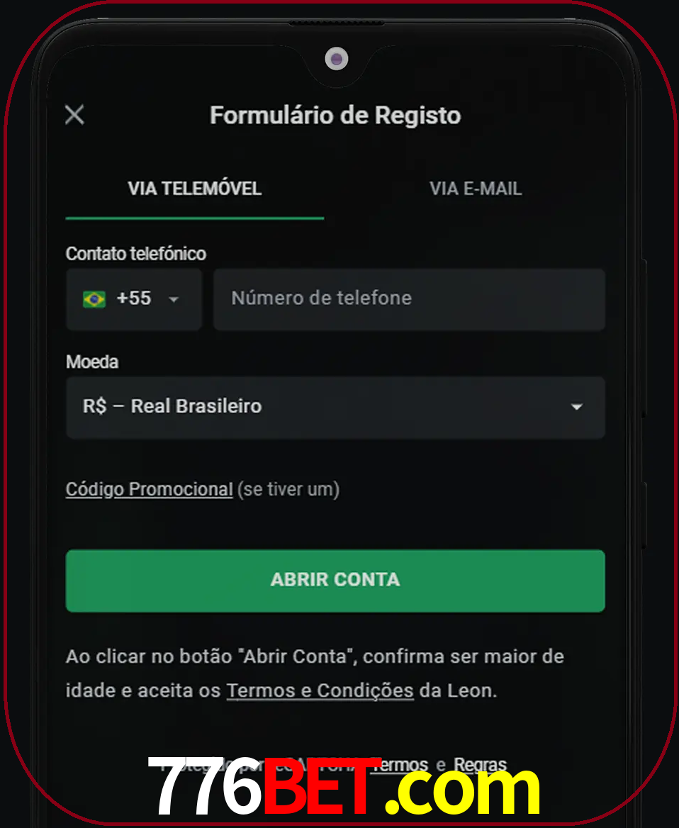 Abra o aplicativo e inicie o processo de registro.